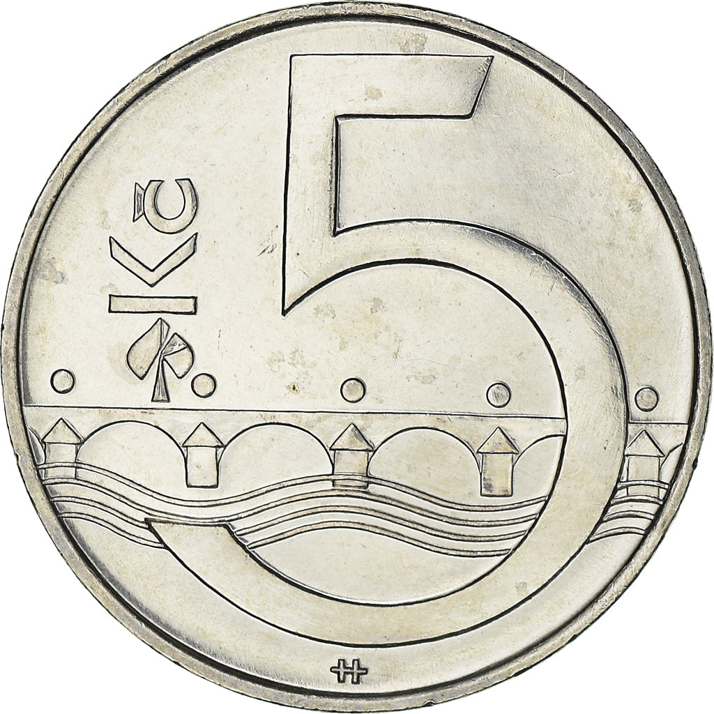 Coin, Czech Republic, 5 Korun, 2002, MS(60-62), Nickel plated steel, KM:8
