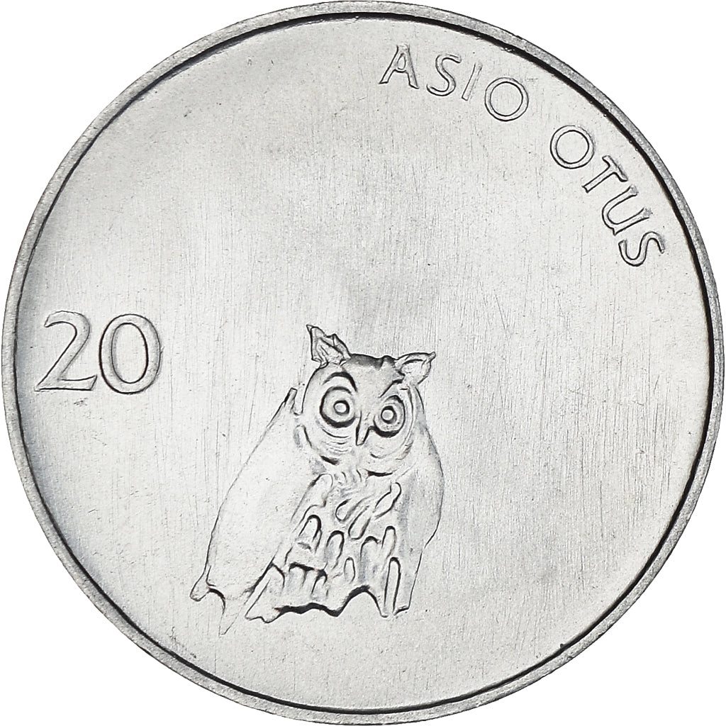 Coin, Slovenia, 20 Stotinov, 1993, MS(64), Aluminum, KM:8