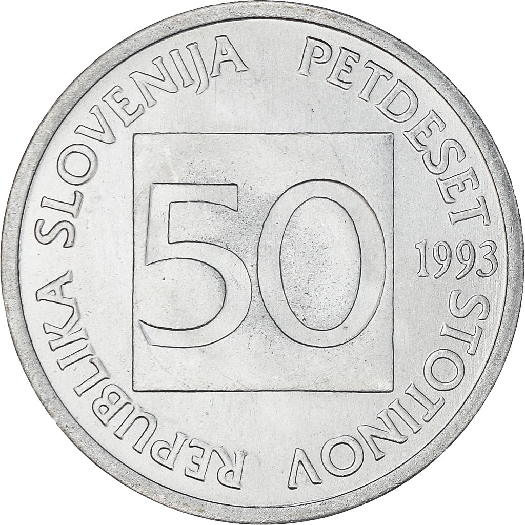 Coin, Slovenia, 50 Stotinov, 1993, MS(64), Aluminum, KM:3
