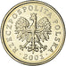 Coin, Poland, 20 Groszy, 2001, Warsaw, MS(63), Copper-nickel, KM:280