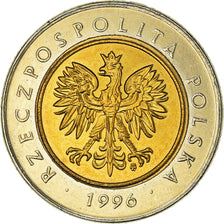Moneda, Polonia, 5 Zlotych, 1996, Warsaw, SC, Bimetálico, KM:284