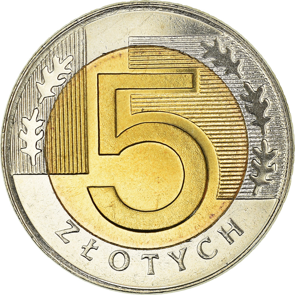 Moneda, Polonia, 5 Zlotych, 1996, Warsaw, SC, Bimetálico, KM:284