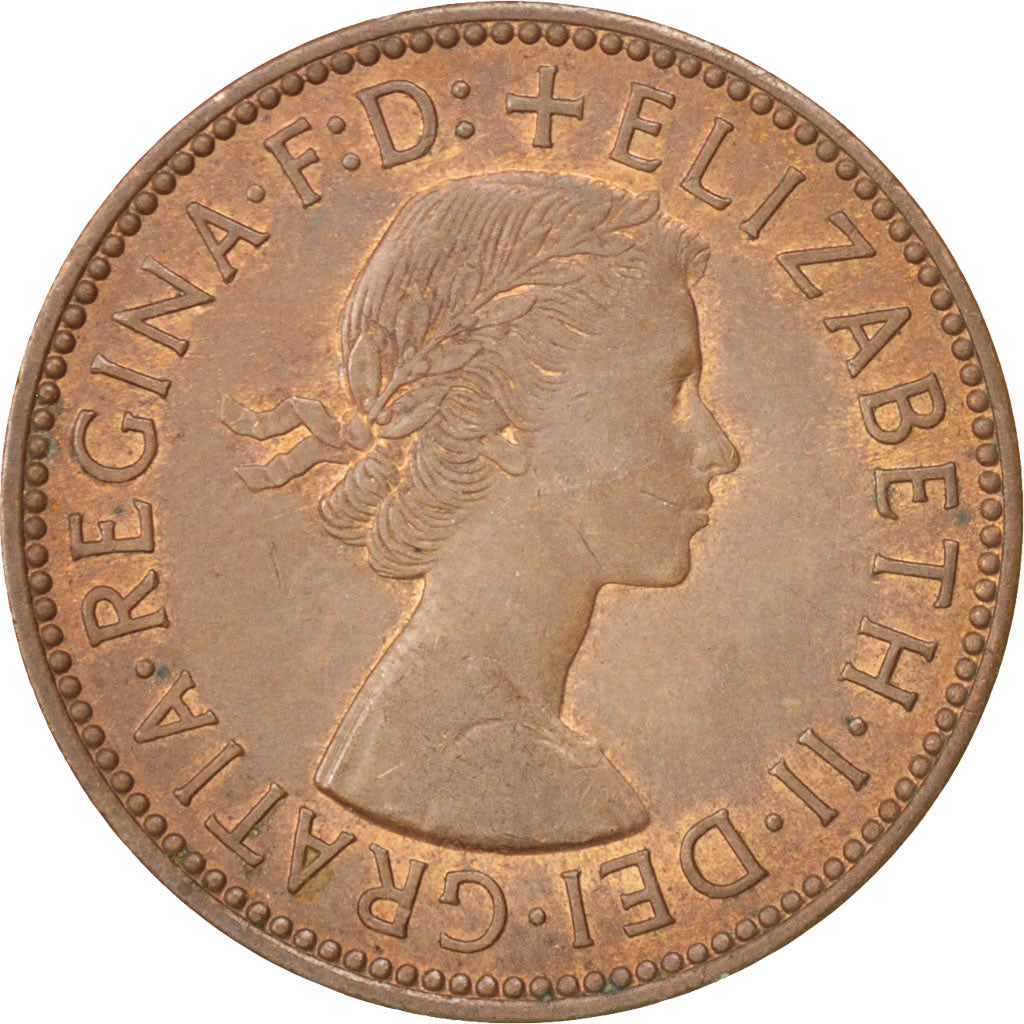 GREAT BRITAIN, 1/2 Penny, 1957, KM #896, AU(55-58), Bronze, 25.44, 5.57