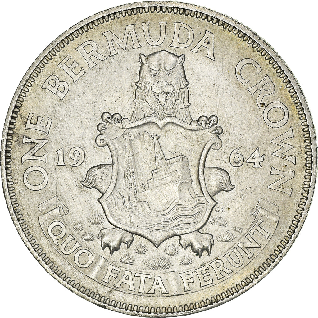 Coin, Bermuda, Elizabeth II, Crown, 1964, AU(50-53), Silver, KM:14