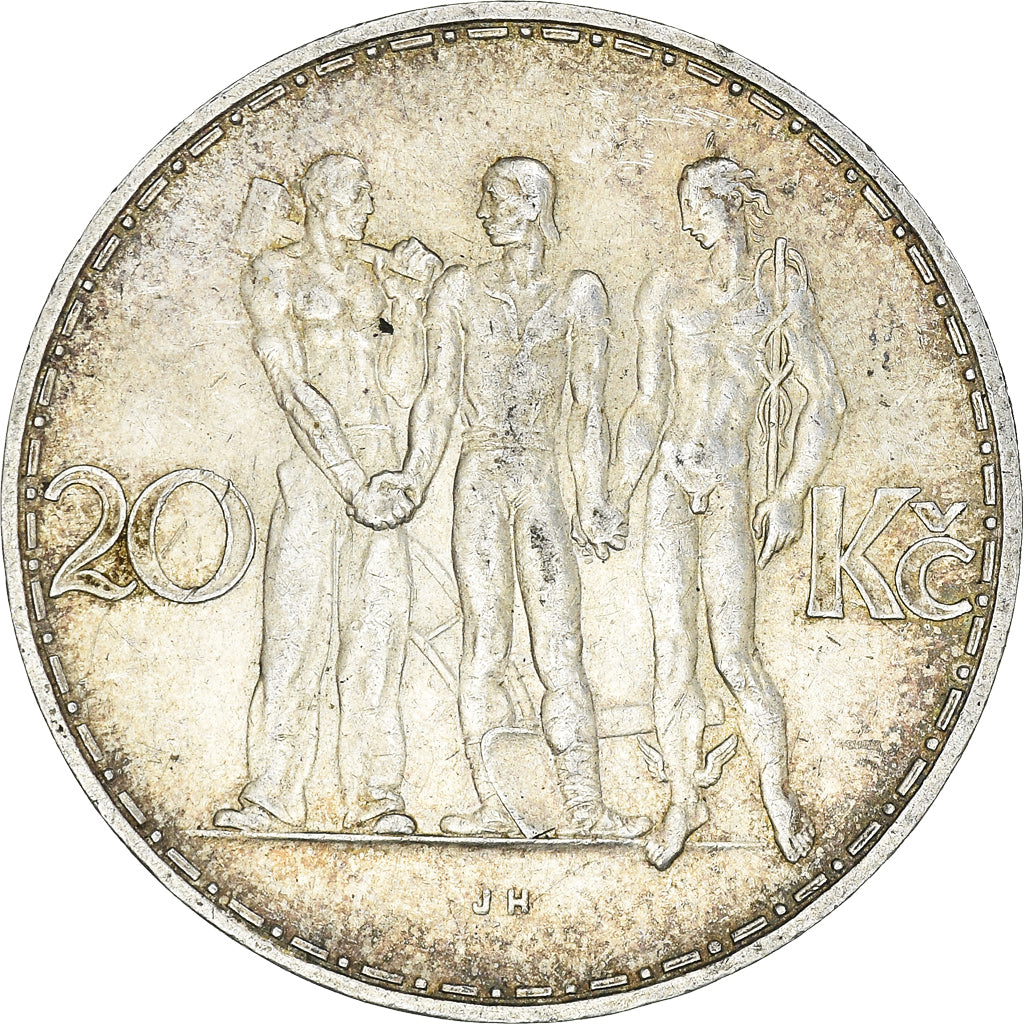 Münze, Tschechoslowakei, 20 Korun, 1933, SS, Silber, KM:17