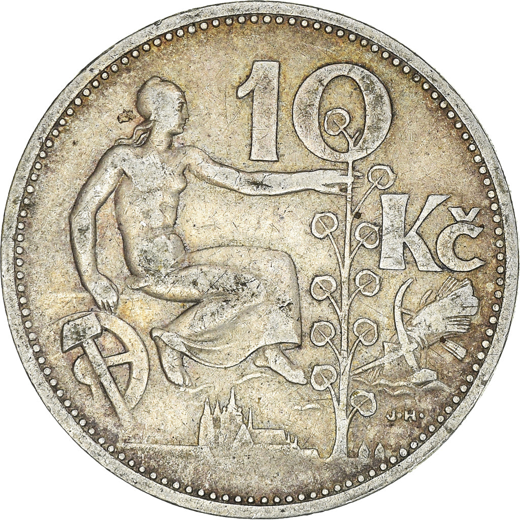 Moneta, Cecoslovacchia, 10 Korun, 1932, BB, Argento, KM:15