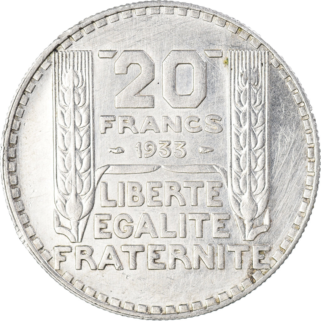 Coin, France, Turin, 20 Francs, 1933, Paris, Rameaux longs, AU(50-53), Silver