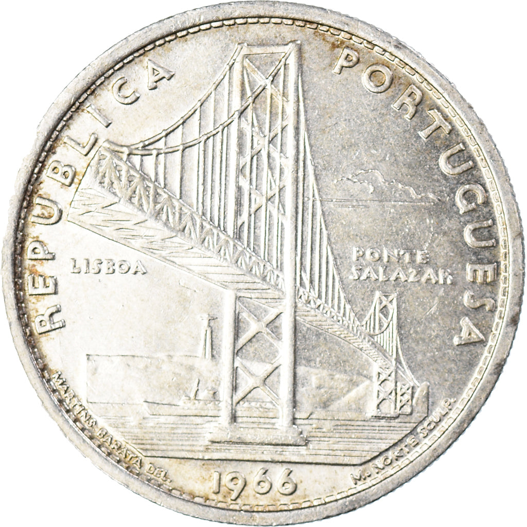 Coin, Portugal, 20 Escudos, 1966, Lisbon, AU(55-58), Silver, KM:592