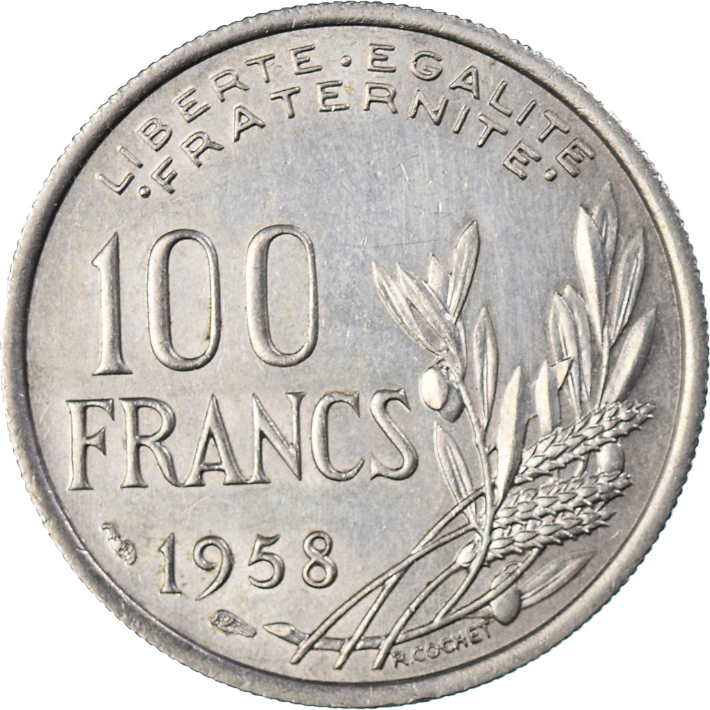 Coin, France, Cochet, 100 Francs, 1958, EF(40-45), Copper-nickel, KM:919.1