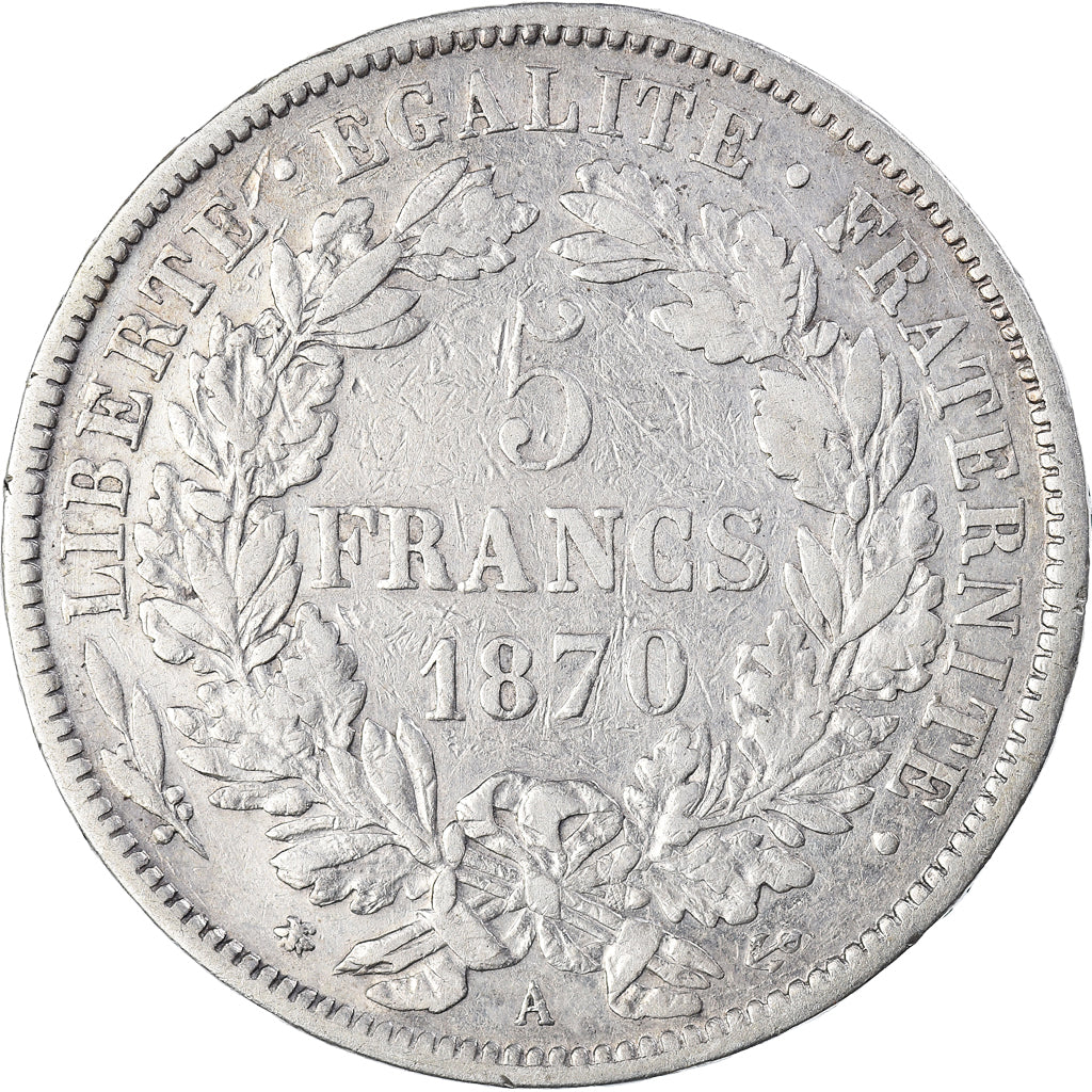 Moneta, Francja, Cérès, 5 Francs, 1870, Paris, Cérès avec légende