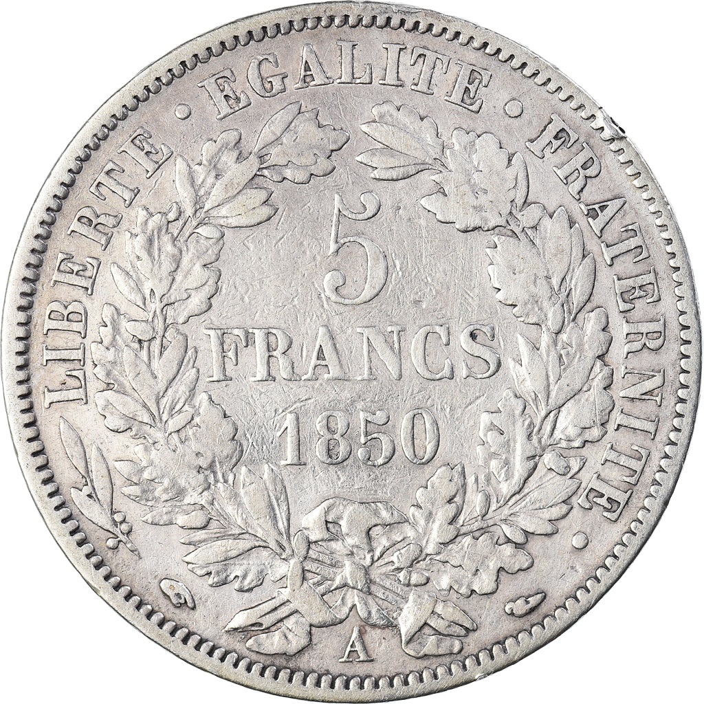 Coin, France, Cérès, 5 Francs, 1850, Paris, VF(30-35), Silver, KM:761.1