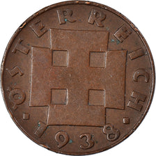 Moneta, Austria, 2 Groschen, 1938, BB, Bronzo, KM:2837