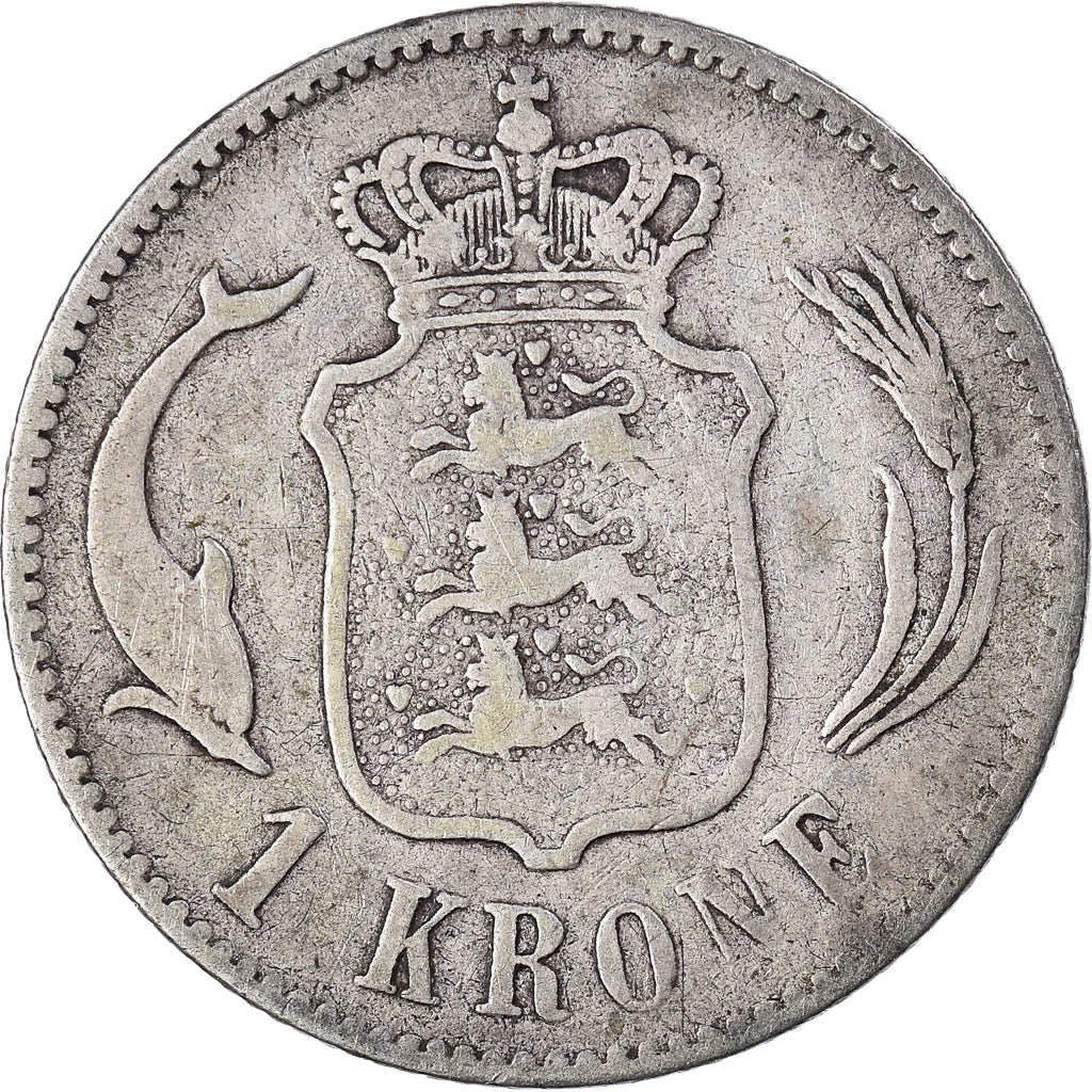 Coin, Denmark, Christian IX, Krone, 1875, Copenhagen, VF(30-35), Silver