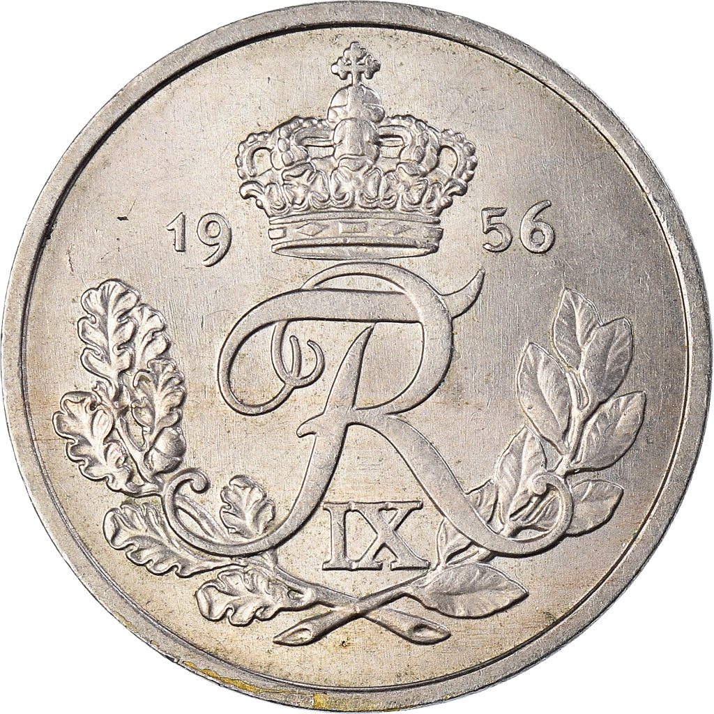 Coin, Denmark, Frederik IX, 25 Öre, 1956, Copenhagen, AU(55-58), Copper-nickel