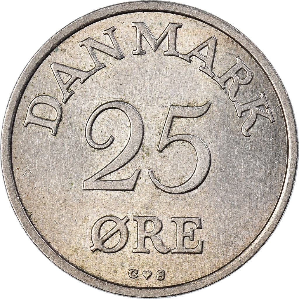 Coin, Denmark, Frederik IX, 25 Öre, 1956, Copenhagen, AU(55-58), Copper-nickel