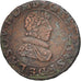 FRENCH STATES, Double Tournois, 1630, Trévoux, KM #32, EF(40-45), Copper, 2...