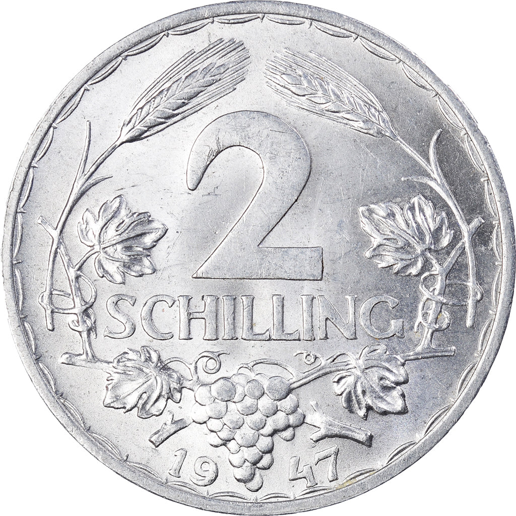 Munten, Oostenrijk, 2 Schilling, 1947, PR, Aluminium, KM:2872