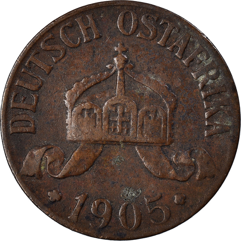 Coin, GERMAN EAST AFRICA, Wihelm II, Heller, 1905, Hambourg, EF(40-45), Bronze
