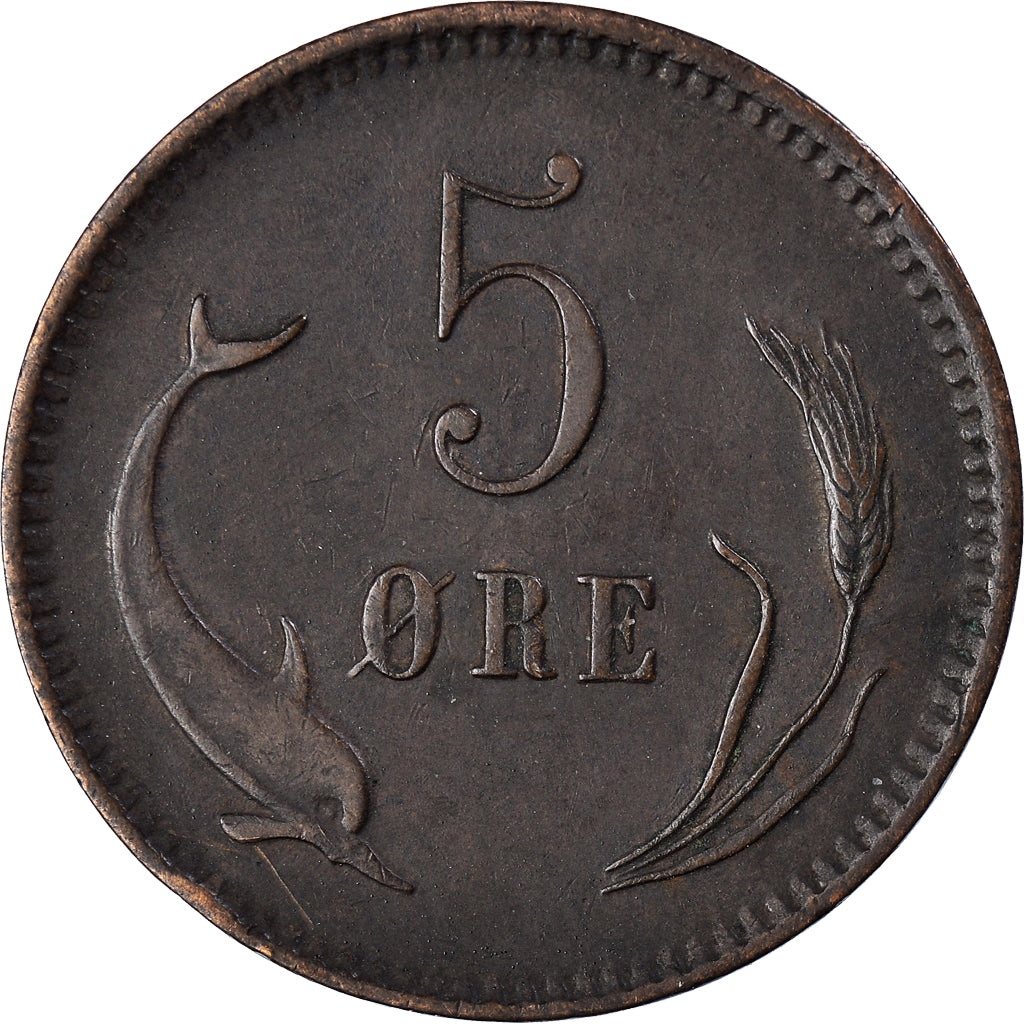 Coin, Denmark, Christian IX, 5 Öre, 1874, Copenhagen, VF(30-35), Bronze