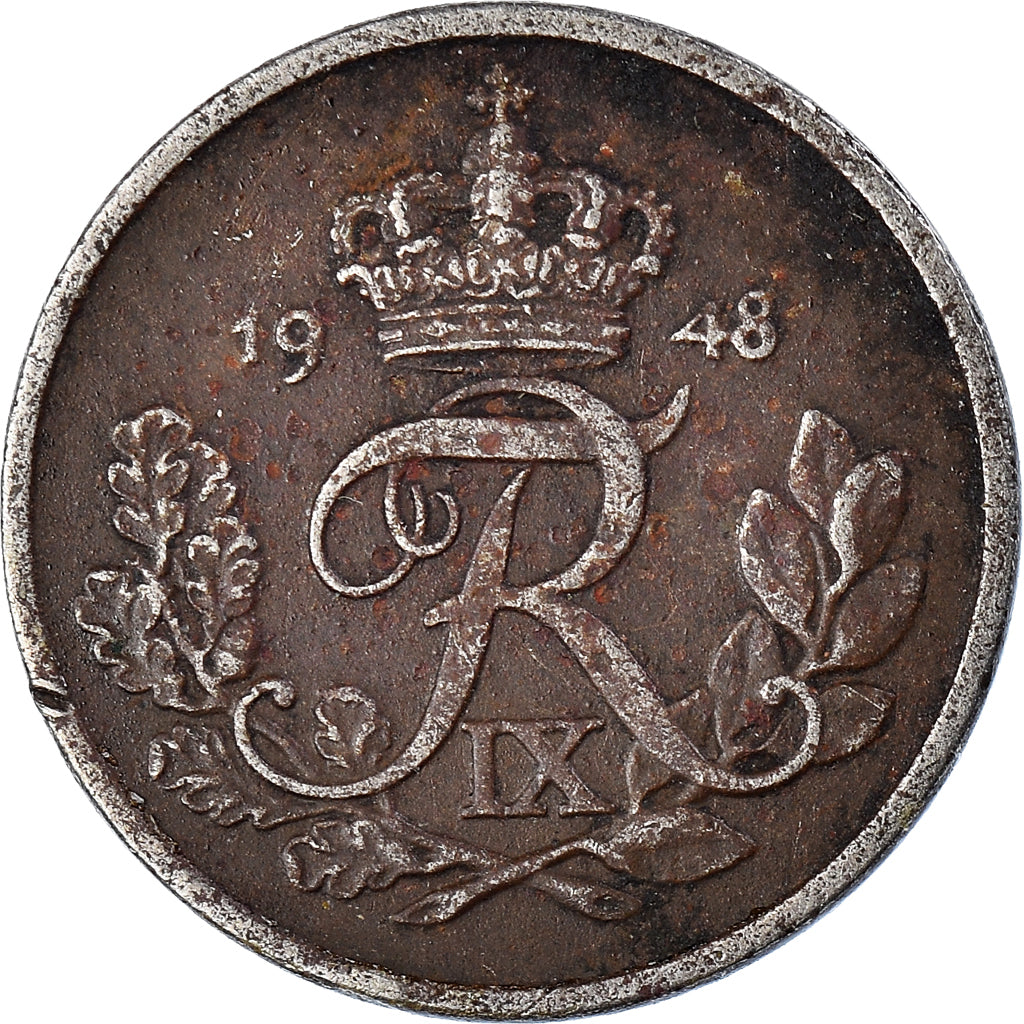 Coin, Denmark, Frederik IX, 10 Öre, 1948, Copenhagen, VF(20-25), Copper-nickel