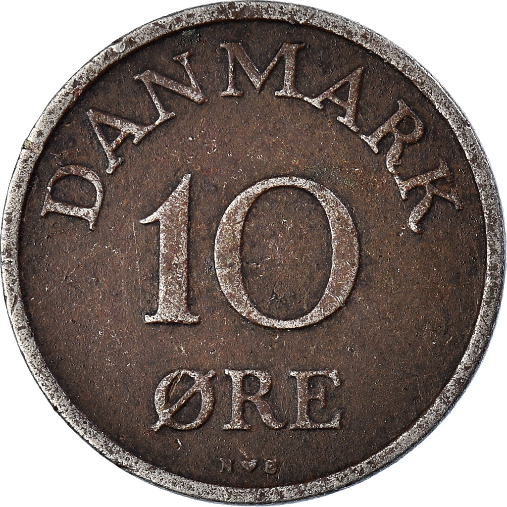 Coin, Denmark, Frederik IX, 10 Öre, 1948, Copenhagen, VF(20-25), Copper-nickel