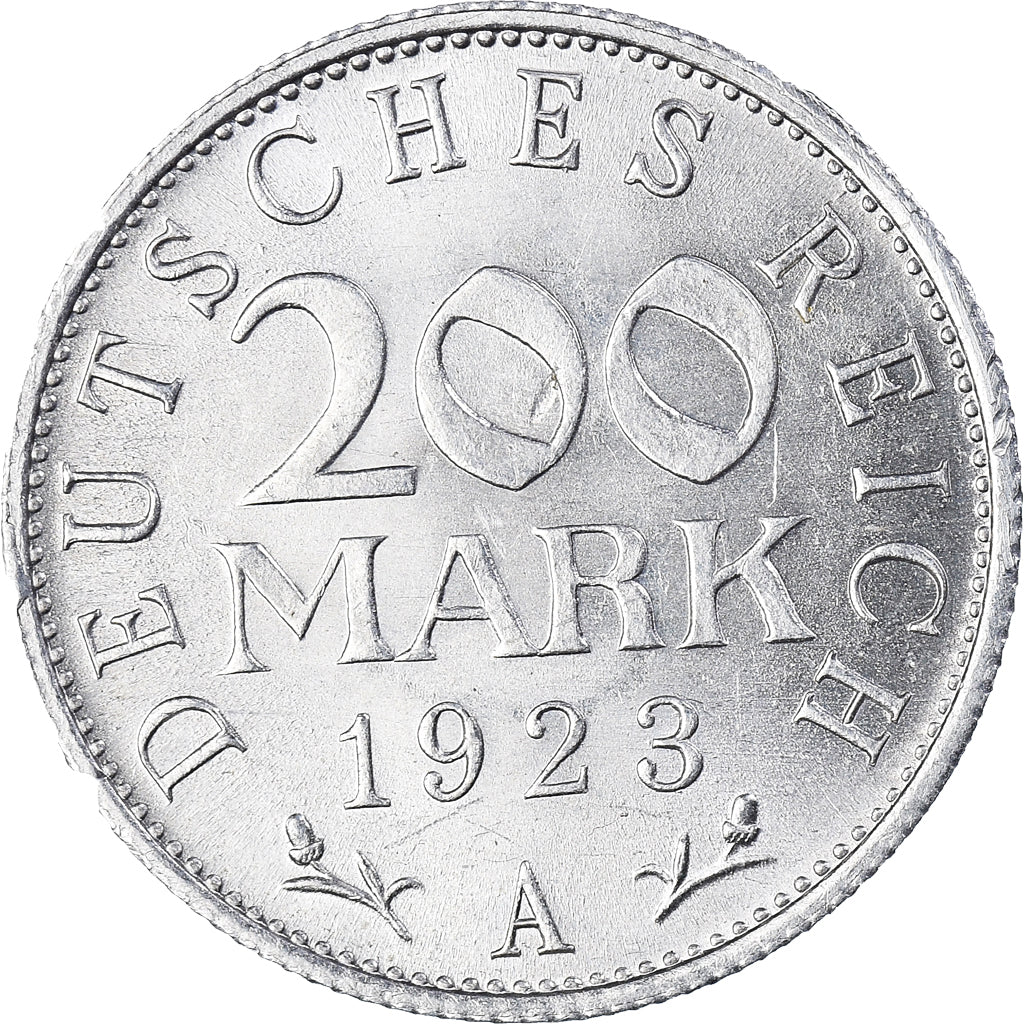 Coin, GERMANY, WEIMAR REPUBLIC, 200 Mark, 1923, Berlin, MS(60-62), Aluminum