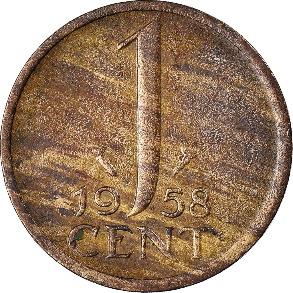 Coin, Netherlands, Juliana, Cent, 1958, VF(20-25), Bronze, KM:180