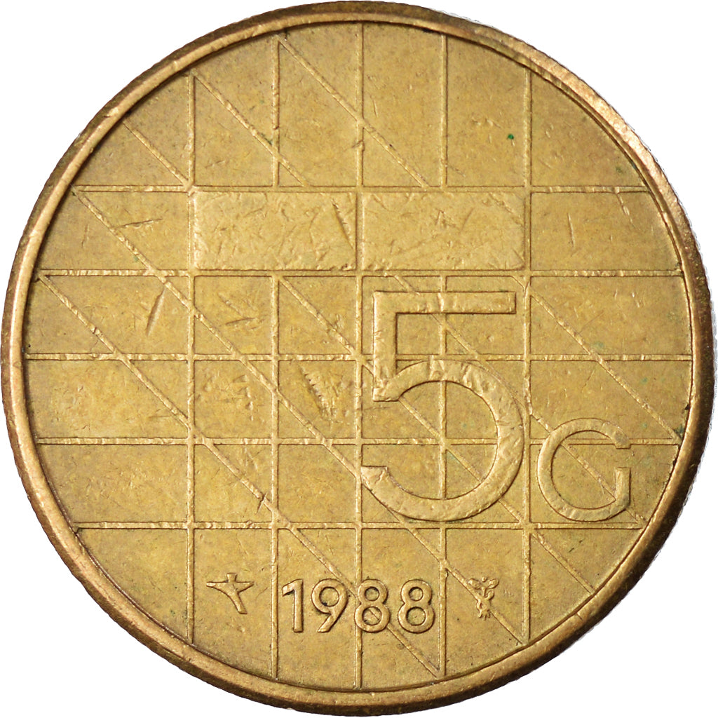 Münze, Niederlande, Beatrix, 5 Gulden, 1988, S, Bronze Clad Nickel, KM:210