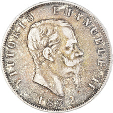 Coin, Italy, Vittorio Emanuele II, 5 Lire, 1872, Milan, VF(30-35), Silver