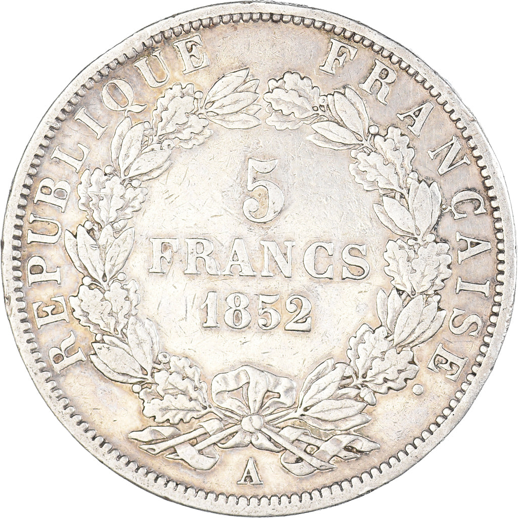 Munten, Frankrijk, Louis-Napoléon Bonaparte, 5 Francs, 1852, Paris, ZF, Zilver