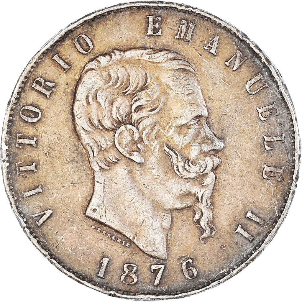 Coin, Italy, Vittorio Emanuele II, 5 Lire, 1876, Rome, EF(40-45), Silver, KM:8.4