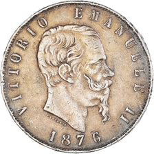 Coin, Italy, Vittorio Emanuele II, 5 Lire, 1876, Rome, EF(40-45), Silver, KM:8.4