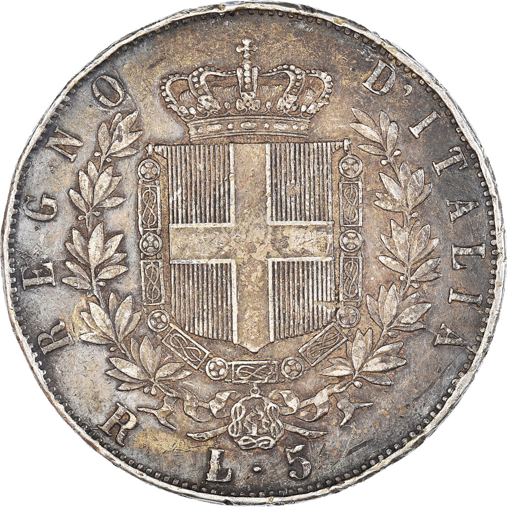 Coin, Italy, Vittorio Emanuele II, 5 Lire, 1876, Rome, EF(40-45), Silver, KM:8.4