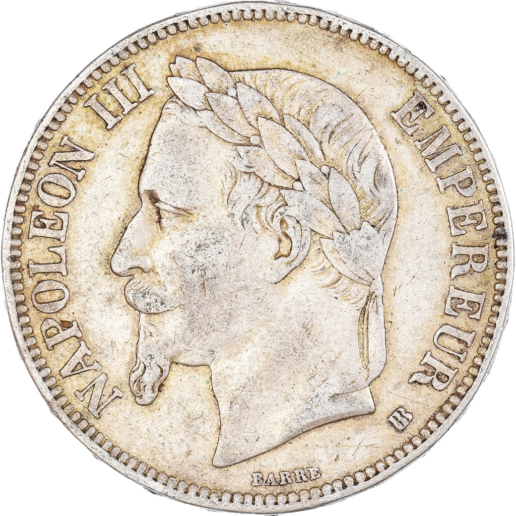 Moneta, Francia, Napoléon III, 5 Francs, 1869, Strasbourg, BB, Argento