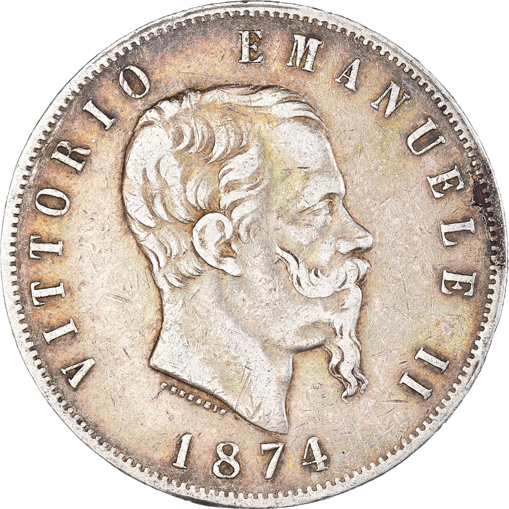 Moneta, Italia, Vittorio Emanuele II, 5 Lire, 1874, Milan, BB, Argento, KM:8.3