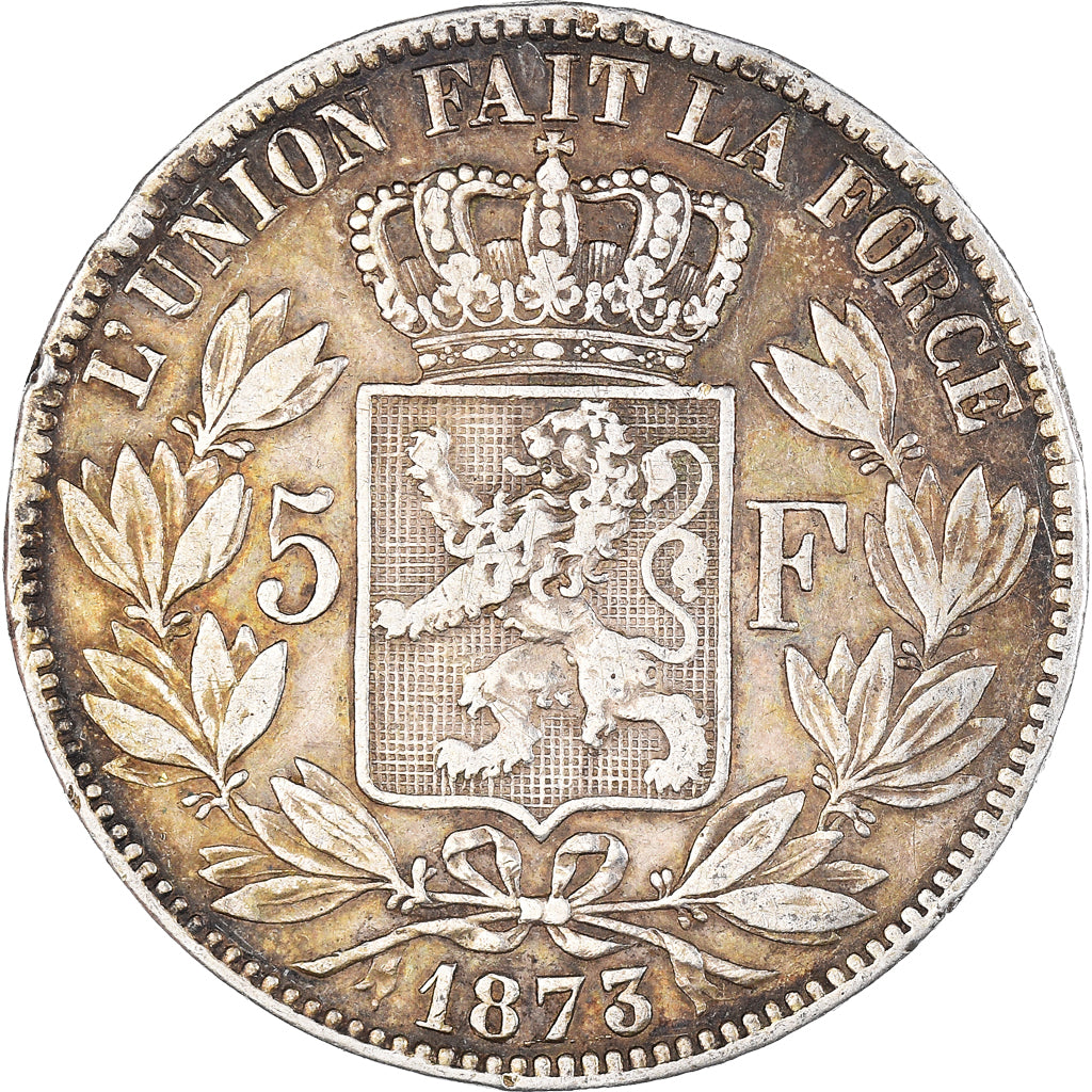 Moeda, Bélgica, Leopold II, 5 Francs, 5 Frank, 1873, EF(40-45), Prata, KM:24