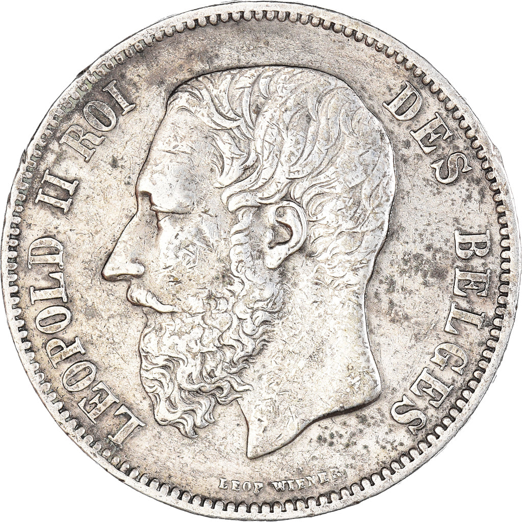 Moneta, Belgio, Leopold II, 5 Francs, 5 Frank, 1875, MB+, Argento, KM:24