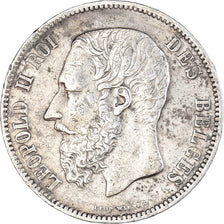 Moneta, Belgio, Leopold II, 5 Francs, 5 Frank, 1875, MB+, Argento, KM:24