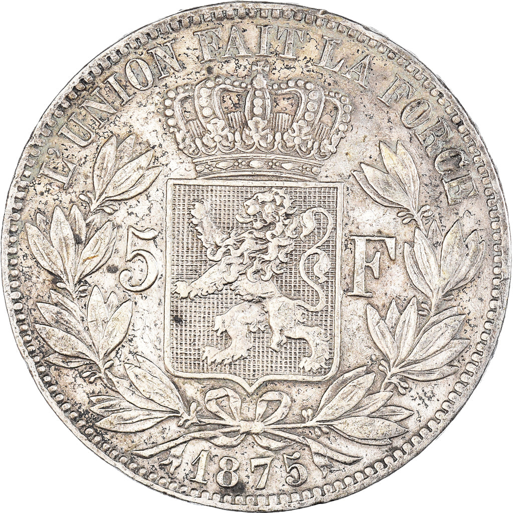 Moneta, Belgio, Leopold II, 5 Francs, 5 Frank, 1875, MB+, Argento, KM:24