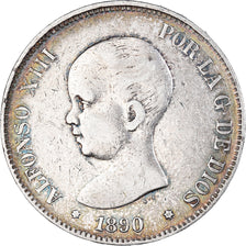 Coin, Spain, Alfonso XIII, 5 Pesetas, 1890, Madrid, EF(40-45), Silver, KM:689