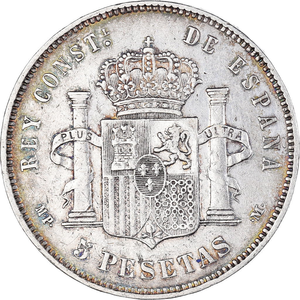 Coin, Spain, Alfonso XIII, 5 Pesetas, 1890, Madrid, EF(40-45), Silver, KM:689
