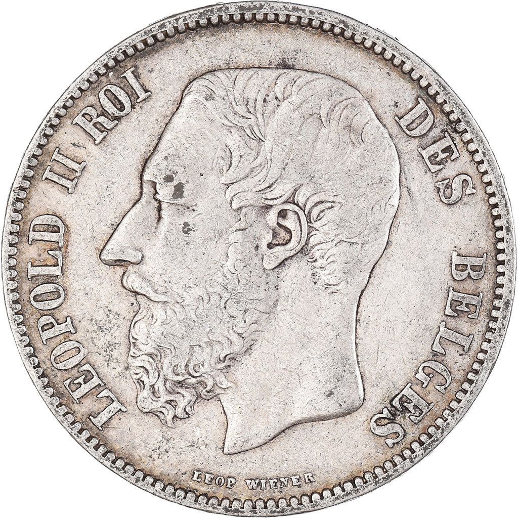 Coin, Belgium, Leopold II, 5 Francs, 5 Frank, 1867, EF(40-45), Silver, KM:24