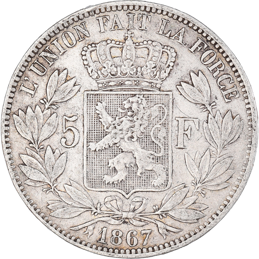 Coin, Belgium, Leopold II, 5 Francs, 5 Frank, 1867, EF(40-45), Silver, KM:24