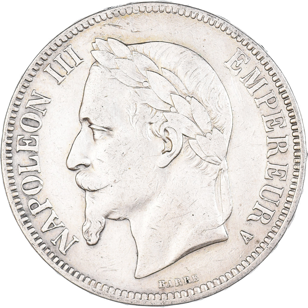 Münze, Frankreich, Napoleon III, 5 Francs, 1867, Paris, SS+, Silber, KM:799.1