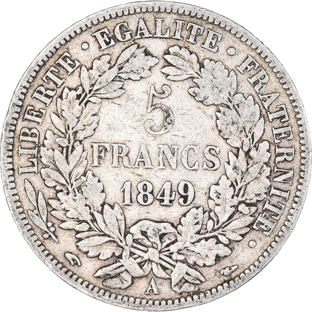 Münze, Frankreich, Cérès, 5 Francs, 1849, Paris, S+, Silber, KM:761.1