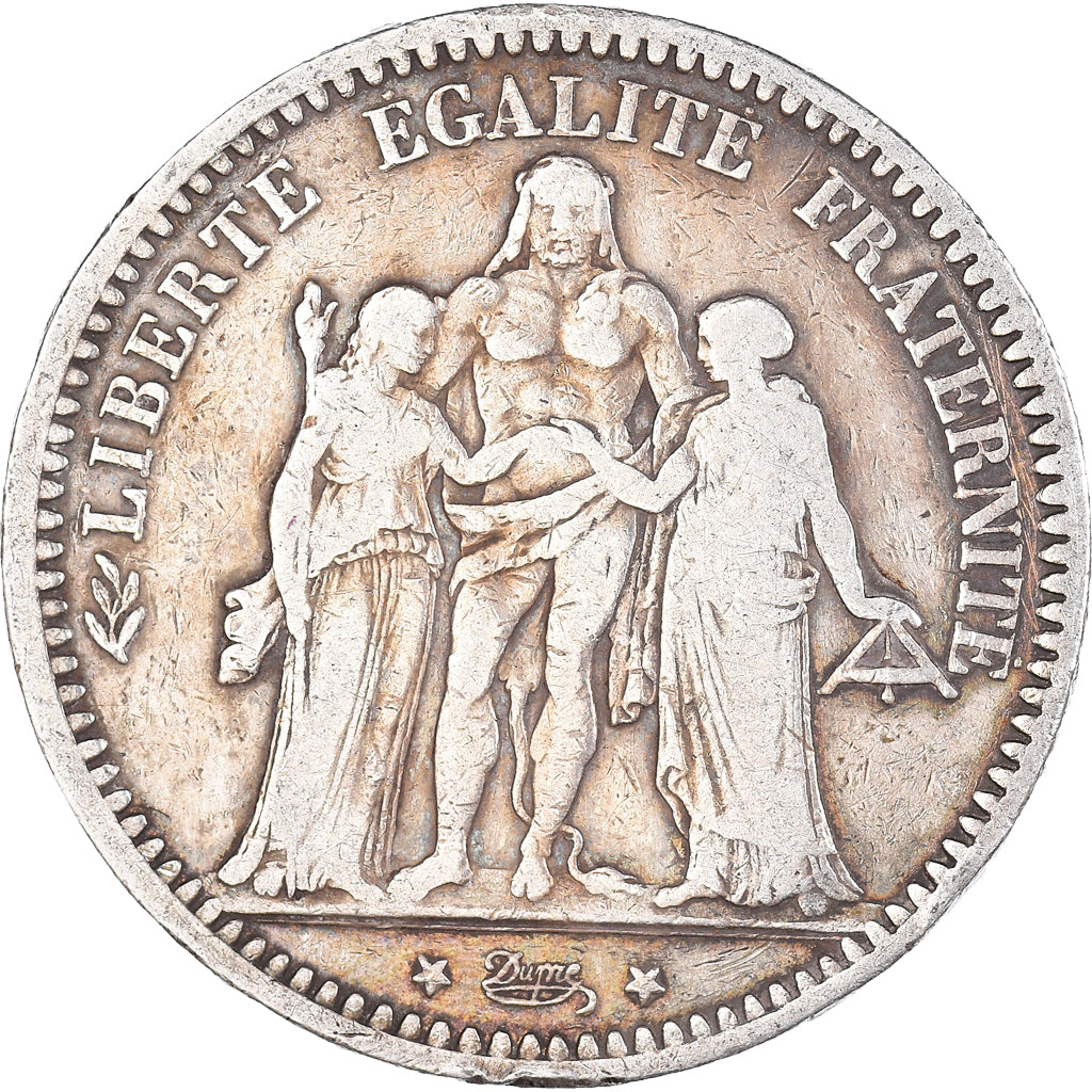 Moneta, Francia, Hercule, 5 Francs, 1873, Paris, MB+, Argento, KM:820.1