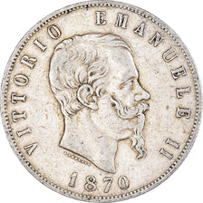Monnaie, Italie, Vittorio Emanuele II, 5 Lire, 1870, Milan, TTB, Argent, KM:8.3
