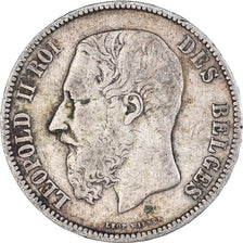 Coin, Belgium, Leopold II, 5 Francs, 5 Frank, 1873, EF(40-45), Silver, KM:24