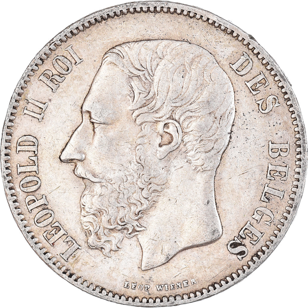 Coin, Belgium, Leopold II, 5 Francs, 5 Frank, 1869, EF(40-45), Silver, KM:24