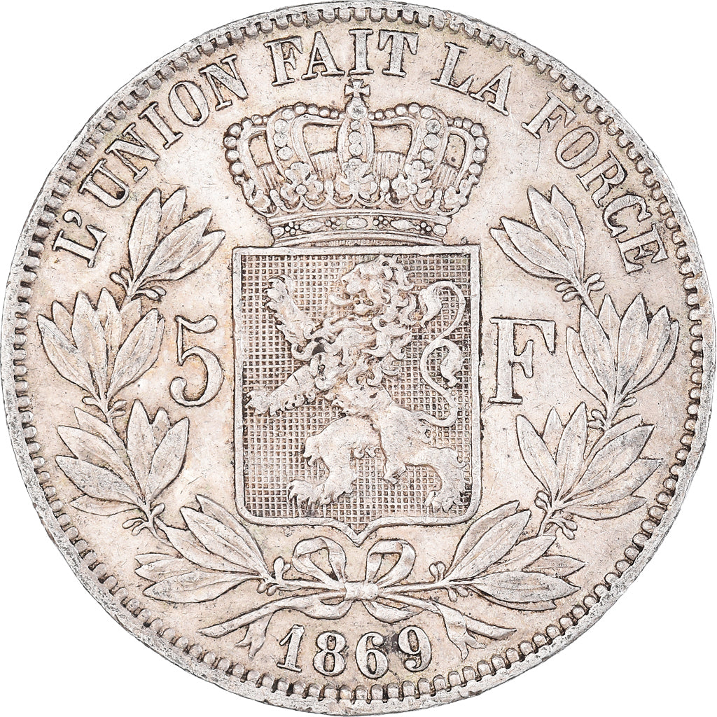 Coin, Belgium, Leopold II, 5 Francs, 5 Frank, 1869, EF(40-45), Silver, KM:24